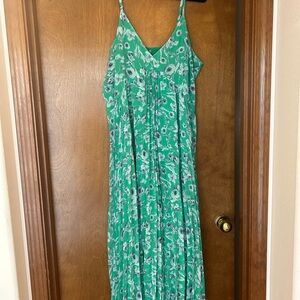 Green and Blue Floral Midi Dress